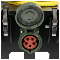 Vollgummiverteiler 32A mit FI/LS 1x32A, 2x16A, 6xSchuko - IP67 bronzegrün, 6150T00134, 360 x 340 x 330 mm