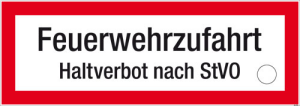 Textschild Feuerwehrzufahrt