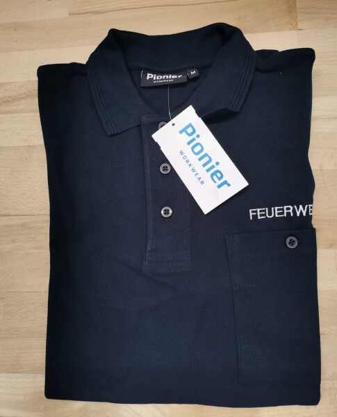 Pionier Polo-Shirt mit Stick FEUERWEHR weissilber