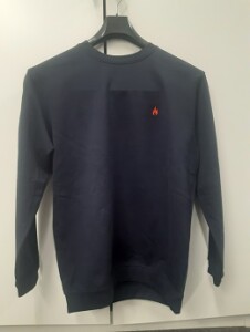 Sweatshirt, 1/1 Arm, marineblau mit roter Flamme