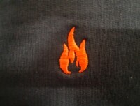 Sweatshirt, 1/1 Arm, marineblau mit roter Flamme