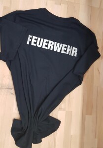 T-Shirt TOP LINE mit Druck Feuerwehr silber