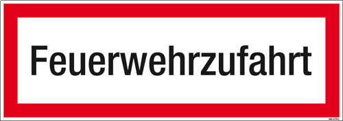 Textschild Feuerwehrzufahrt