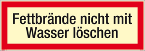 Textschild Fettbrände