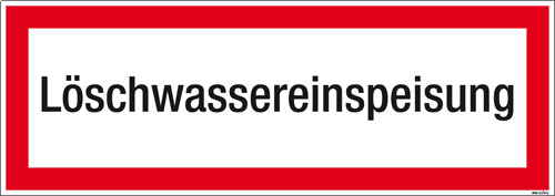 Textschild Löschwassereinspeisung