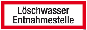 Textschild Löschwasser Entnahmestelle