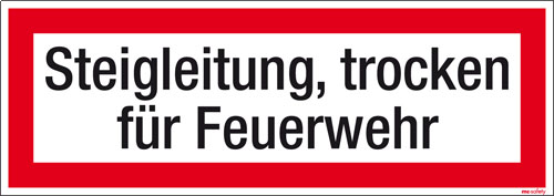 Textschild Steigleitung, trocken für FW