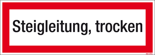 Textschild Steigleitung, trocken