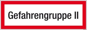 Textschild Gefahrengruppe II