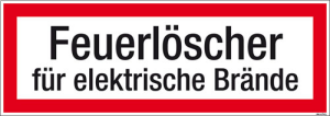 Textschild Feuerlöscher