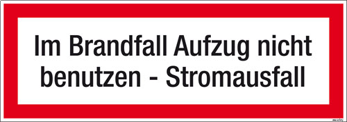 Textschild Im Brandfall