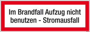 Textschild Im Brandfall