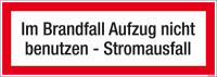 Textschild Im Brandfall