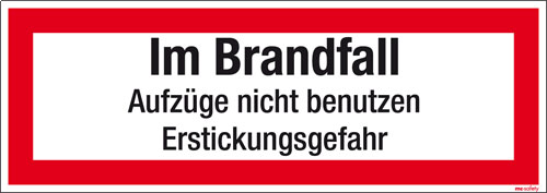 Textschild Im Brandfall
