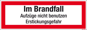 Textschild Im Brandfall