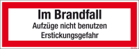 Textschild Im Brandfall