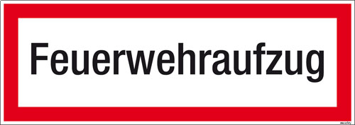 Textschild Feuerwehraufzug
