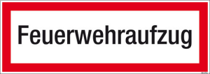 Textschild Feuerwehraufzug