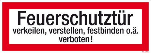Textschild Feuerschutztür