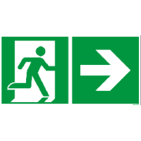 Rettungszeichen ISO 7010 / E001 Rettungsweg rechts nachleuchtend