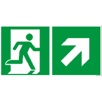 Rettungszeichen ISO 7010 / E001 Rettungsweg rechts aufwärts nachleuchtend