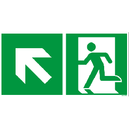 Rettungszeichen ISO 7010 / E001 Rettungsweg links aufwärts nachleuchtend
