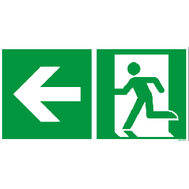 Rettungszeichen ISO 7010 / E001 Rettungsweg links...