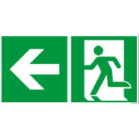 Rettungszeichen ISO 7010 / E001 Rettungsweg links nachleuchtend