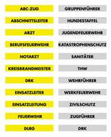 Rückenschilder mit Klett in silber mit Wunschtext