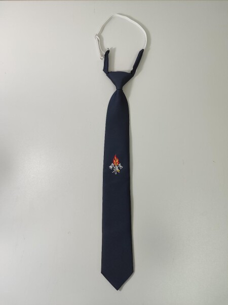 Krawatte als Fertigbinder mit Embleme dunkelblau