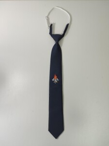 Krawatte als Fertigbinder mit Embleme dunkelblau