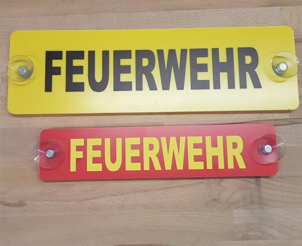 Warnschild mit Saugnapf "FEUERWEHR" rot-1